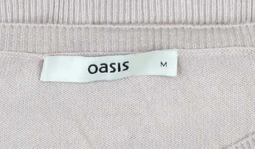 Oasis Womens Beige Sequin Shoulder Cotton Blend Jumper M