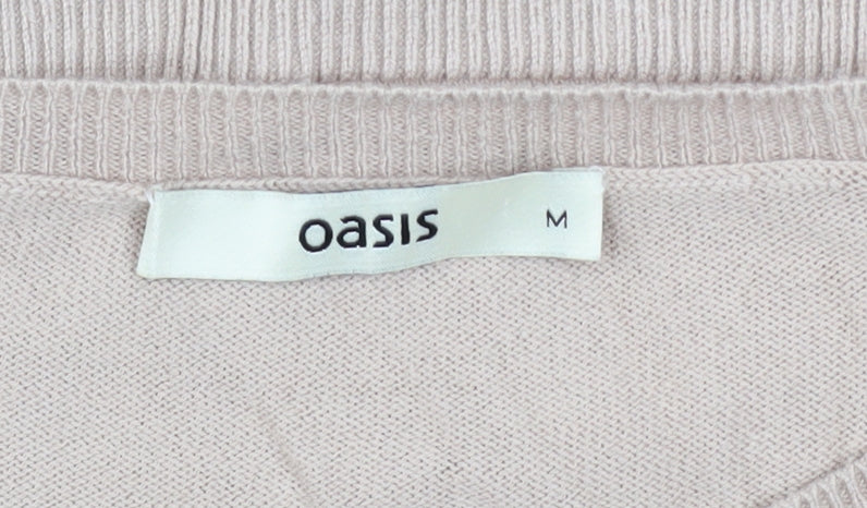 Oasis Womens Beige Sequin Shoulder Cotton Blend Jumper M
