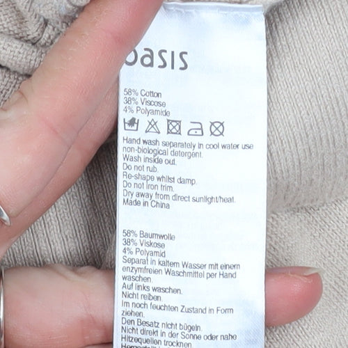 Oasis Womens Beige Sequin Shoulder Cotton Blend Jumper M