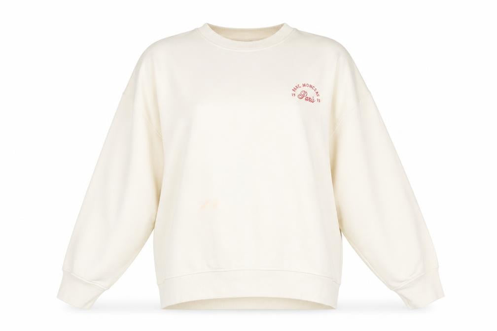 Front view of Next Women’s Beige Springtime Paris Pullover Sweatshirt L Cotton Blend