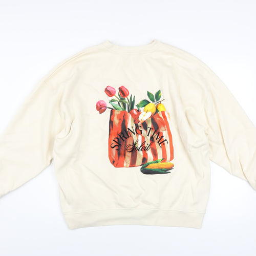Next Women’s Beige Springtime Paris Pullover Sweatshirt L Cotton Blend