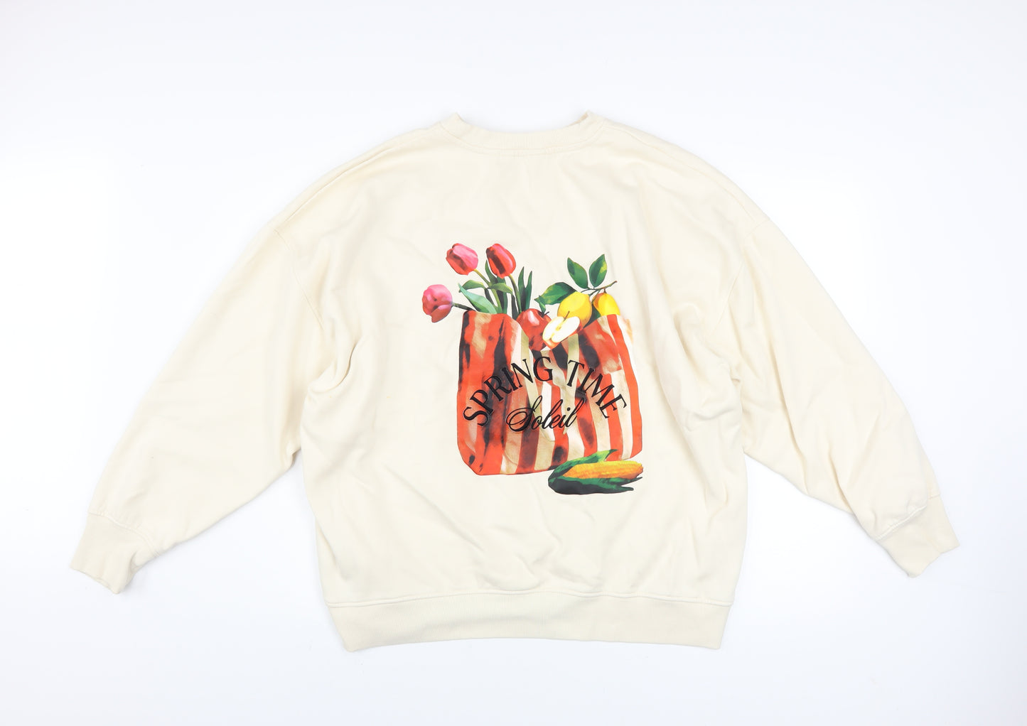 Next Women’s Beige Springtime Paris Pullover Sweatshirt L Cotton Blend