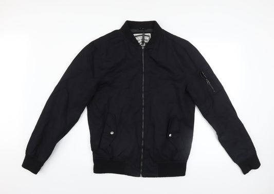 Red Herring Men Black Bomber Jacket Medium 40in Cotton Twill