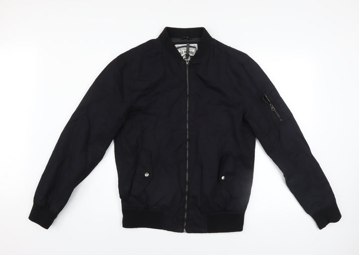Red Herring Men Black Bomber Jacket Medium 40in Cotton Twill