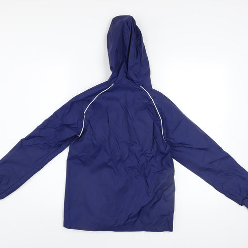 Adidas Boys Blue Windbreaker Jacket 9-10 Years Hooded Lightweight Zip Up