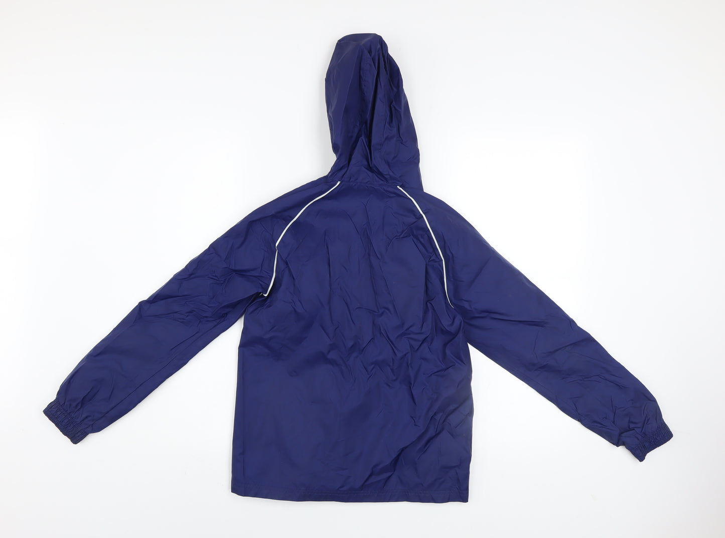 Adidas Boys Blue Windbreaker Jacket 9-10 Years Hooded Lightweight Zip Up