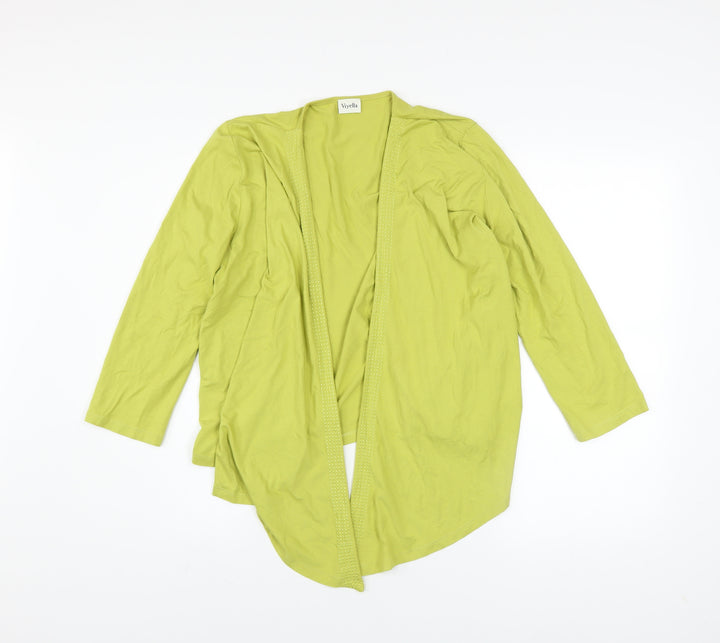 Viyella Women’s Green Jersey Open Cardigan Size M Lightweight
