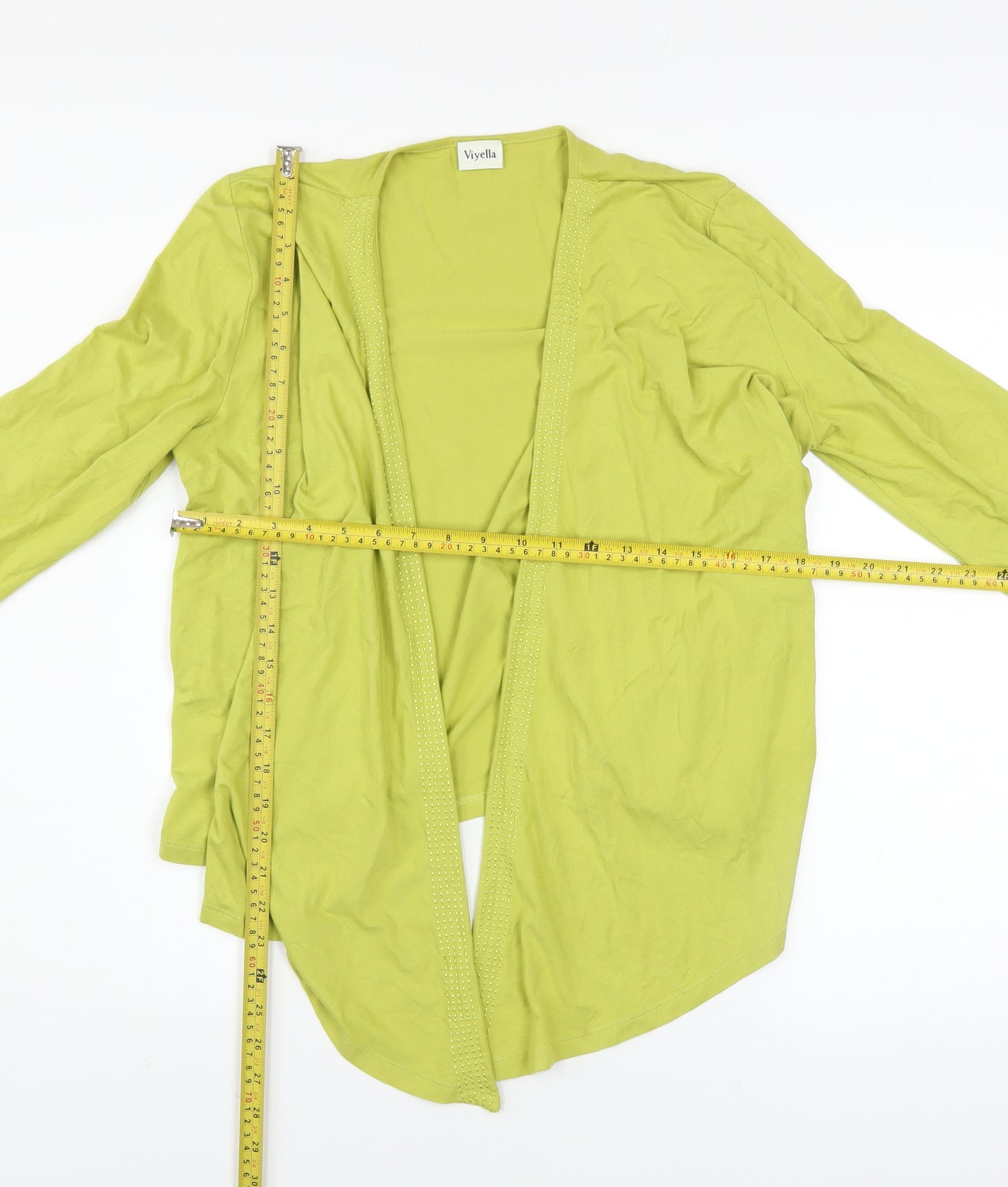 Viyella Women’s Green Jersey Open Cardigan Size M Lightweight