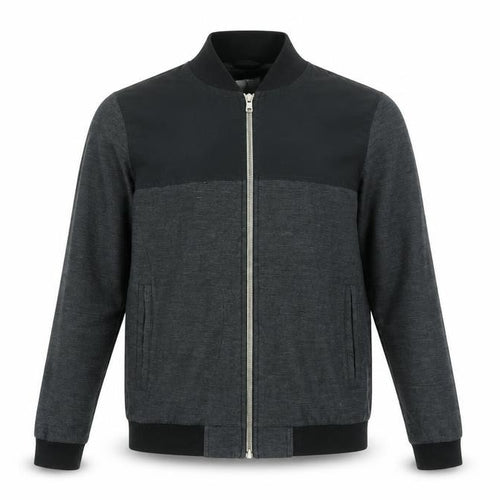 Pull&Bear Men’s Grey Bomber Jacket S Cotton Blend Full Zip