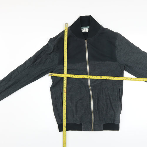 Pull&Bear Men’s Grey Bomber Jacket S Cotton Blend Full Zip