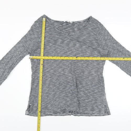 Next Women’s Black Striped V-Neck Long Sleeve Lace Cuff Top Size 16