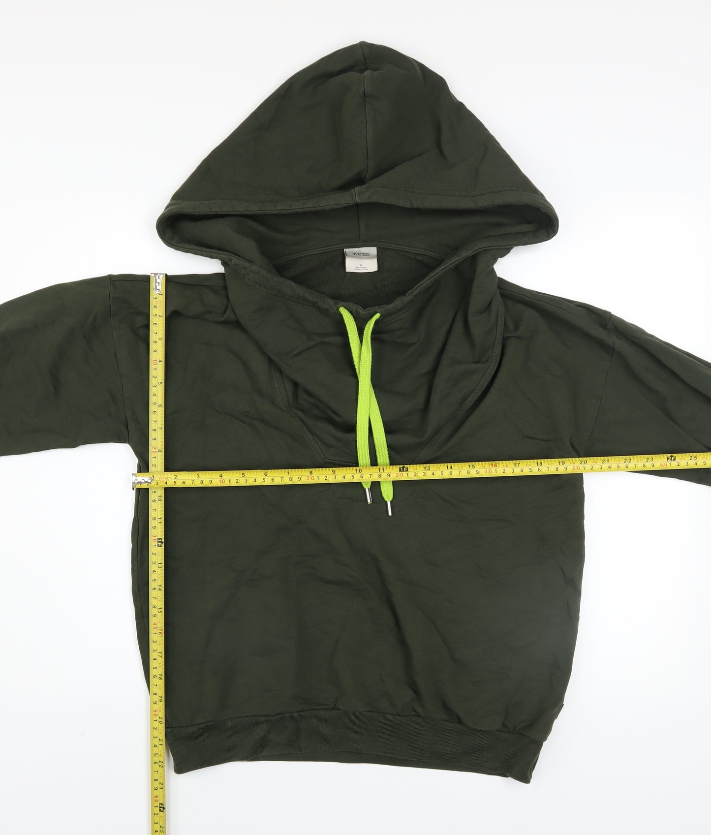 WESC Women’s Green Hoodie Medium 100% Cotton Pullover Sweatshirt