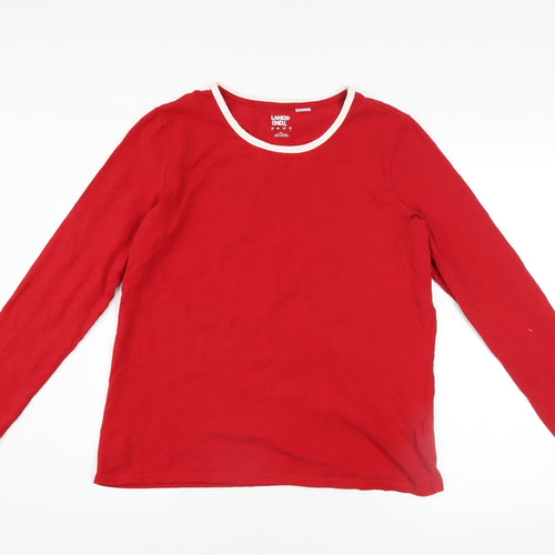 Lands' End Men's Red Long Sleeve Cotton Elastane Casual Top L