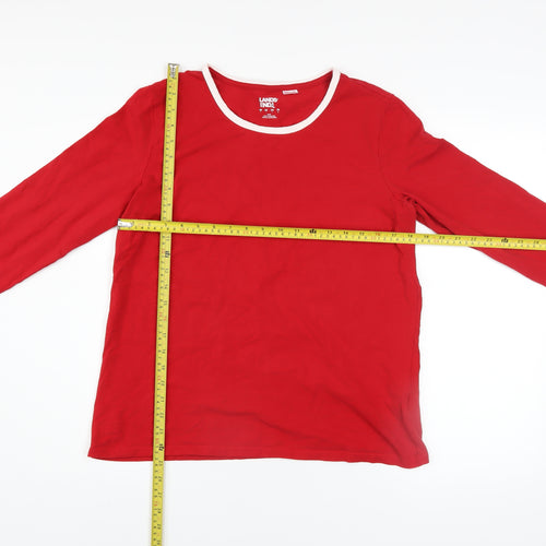 Lands' End Men's Red Long Sleeve Cotton Elastane Casual Top L
