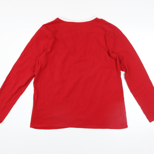Lands' End Men's Red Long Sleeve Cotton Elastane Casual Top L