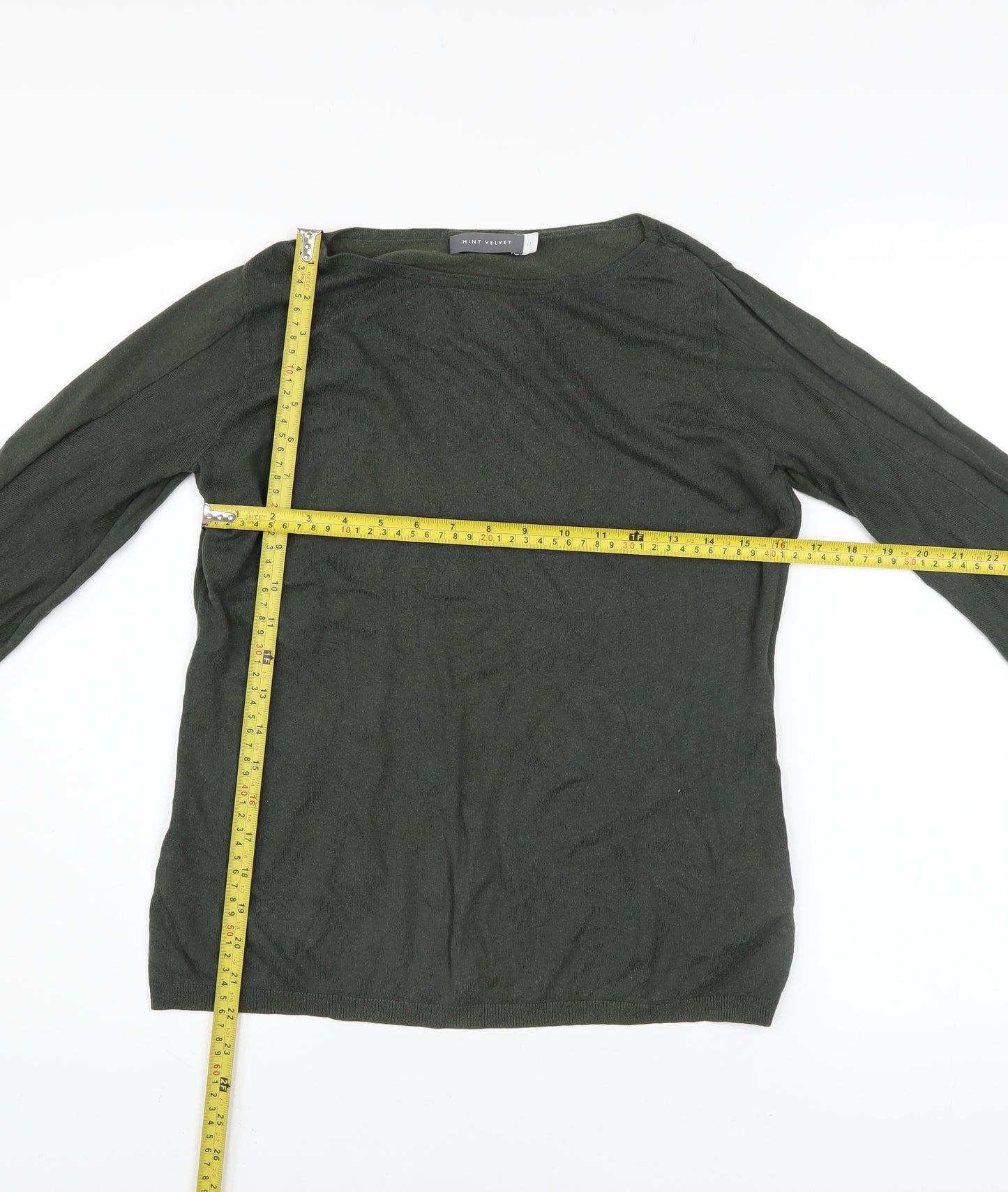 Mint Velvet Women's Green Size 12 Boat Neck Long Sleeve Jumper