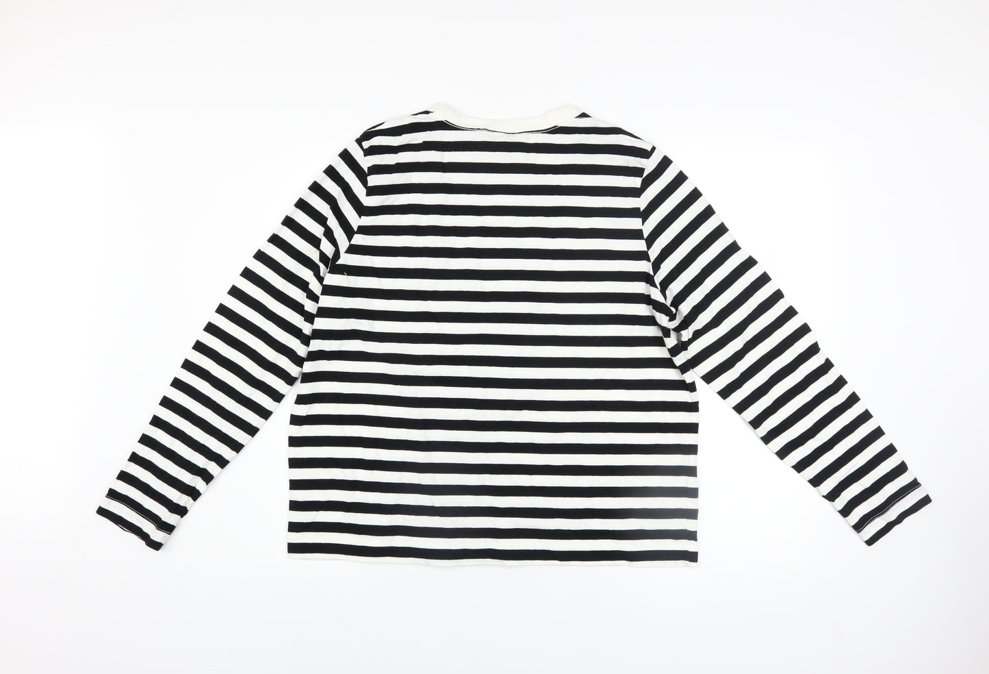 H&M Women’s Black White Striped Cotton Long Sleeve T-Shirt Size L