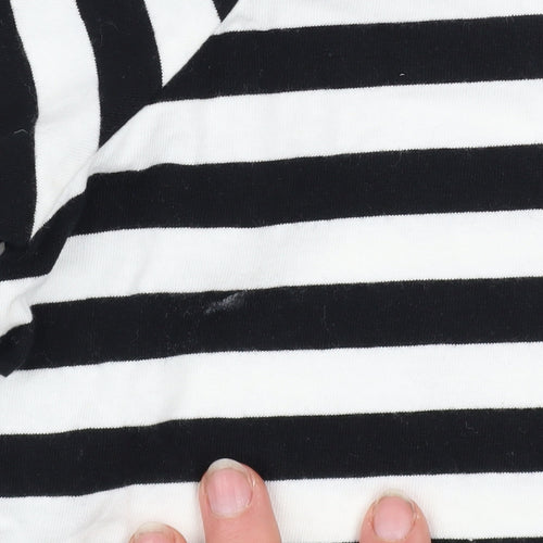 H&M Women’s Black White Striped Cotton Long Sleeve T-Shirt Size L