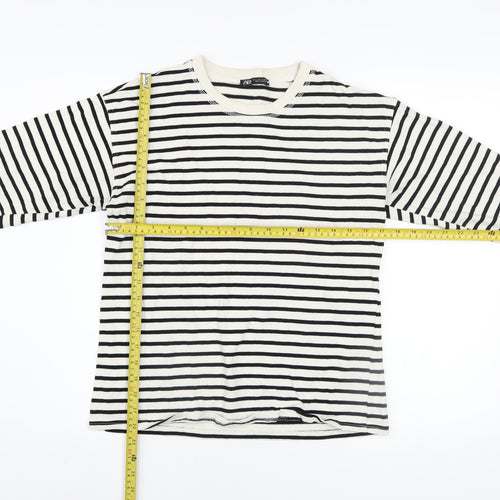 Zara Women’s Black Stripe Long Sleeve Cotton T-Shirt Size S