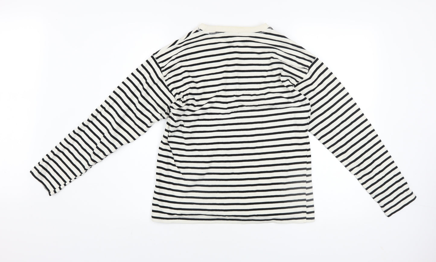 Zara Women’s Black Stripe Long Sleeve Cotton T-Shirt Size S