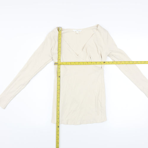 H&M Mama Women’s Beige Wrap V-Neck Long Sleeve Maternity Blouse S