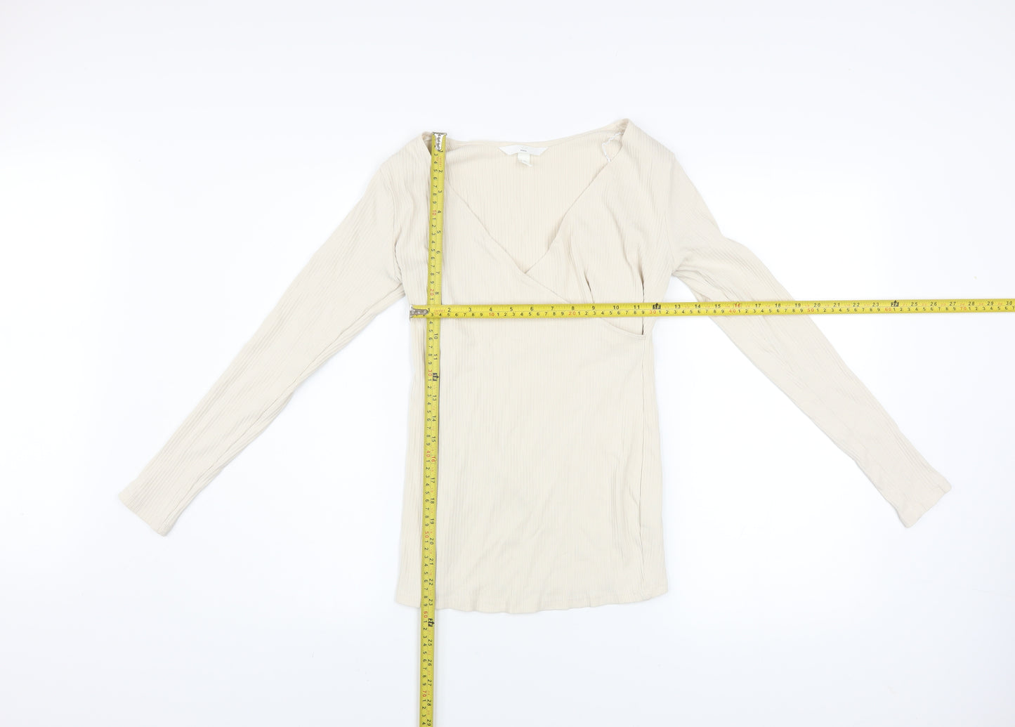 H&M Mama Women’s Beige Wrap V-Neck Long Sleeve Maternity Blouse S
