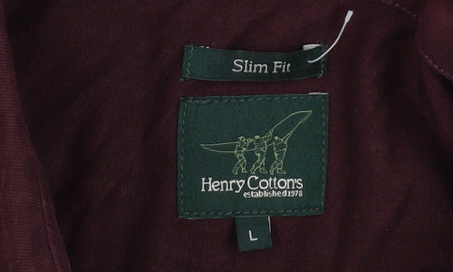 Henry Cottons Men Brown Slim Fit Long Sleeve Cotton Button-Up Shirt L