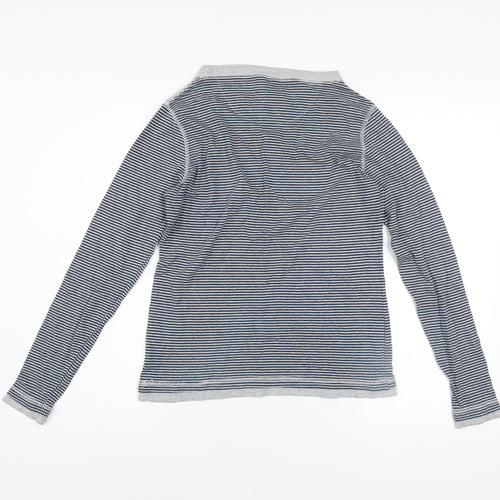 Trespass Men Blue Striped Cotton Long Sleeve Casual Top M