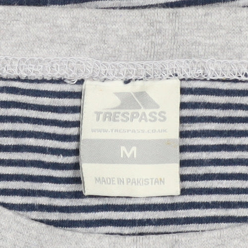 Trespass Men Blue Striped Cotton Long Sleeve Casual Top M