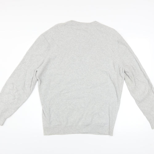 Zara Men’s Grey Cotton Crew Neck Pullover Jumper Size L