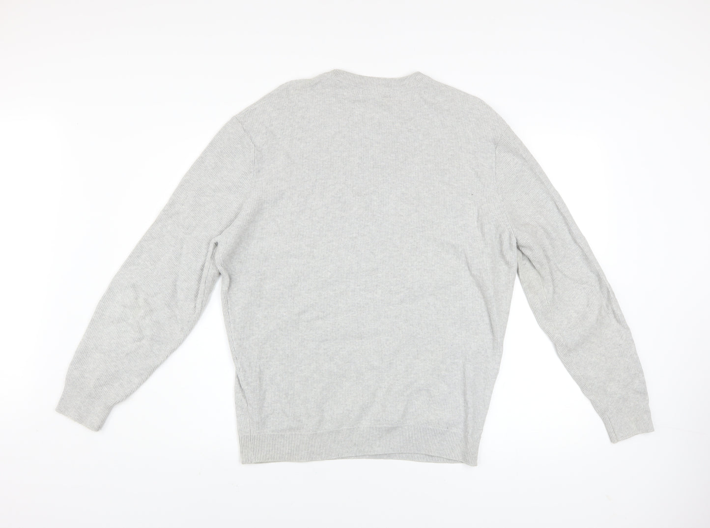 Zara Men’s Grey Cotton Crew Neck Pullover Jumper Size L