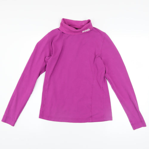 PING Women's Pink Long Sleeve Roll Neck Jersey Top Size 10
