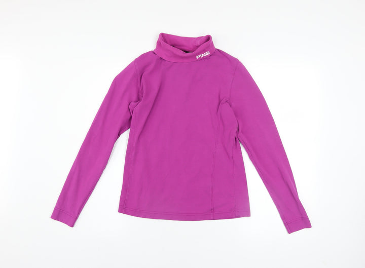 PING Women's Pink Long Sleeve Roll Neck Jersey Top Size 10