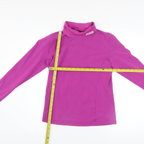 PING Women's Pink Long Sleeve Roll Neck Jersey Top Size 10