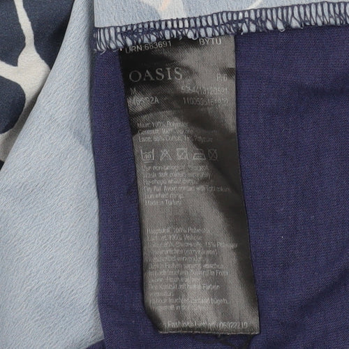 Oasis Women Blue Bird Print Lace Tunic Blouse Size M