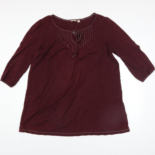 Uniqlo Women’s Brown 3/4 Sleeve Cotton Tunic Blouse L