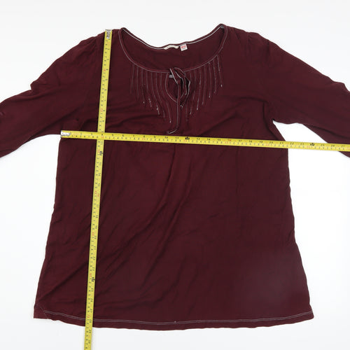 Uniqlo Women’s Brown 3/4 Sleeve Cotton Tunic Blouse L