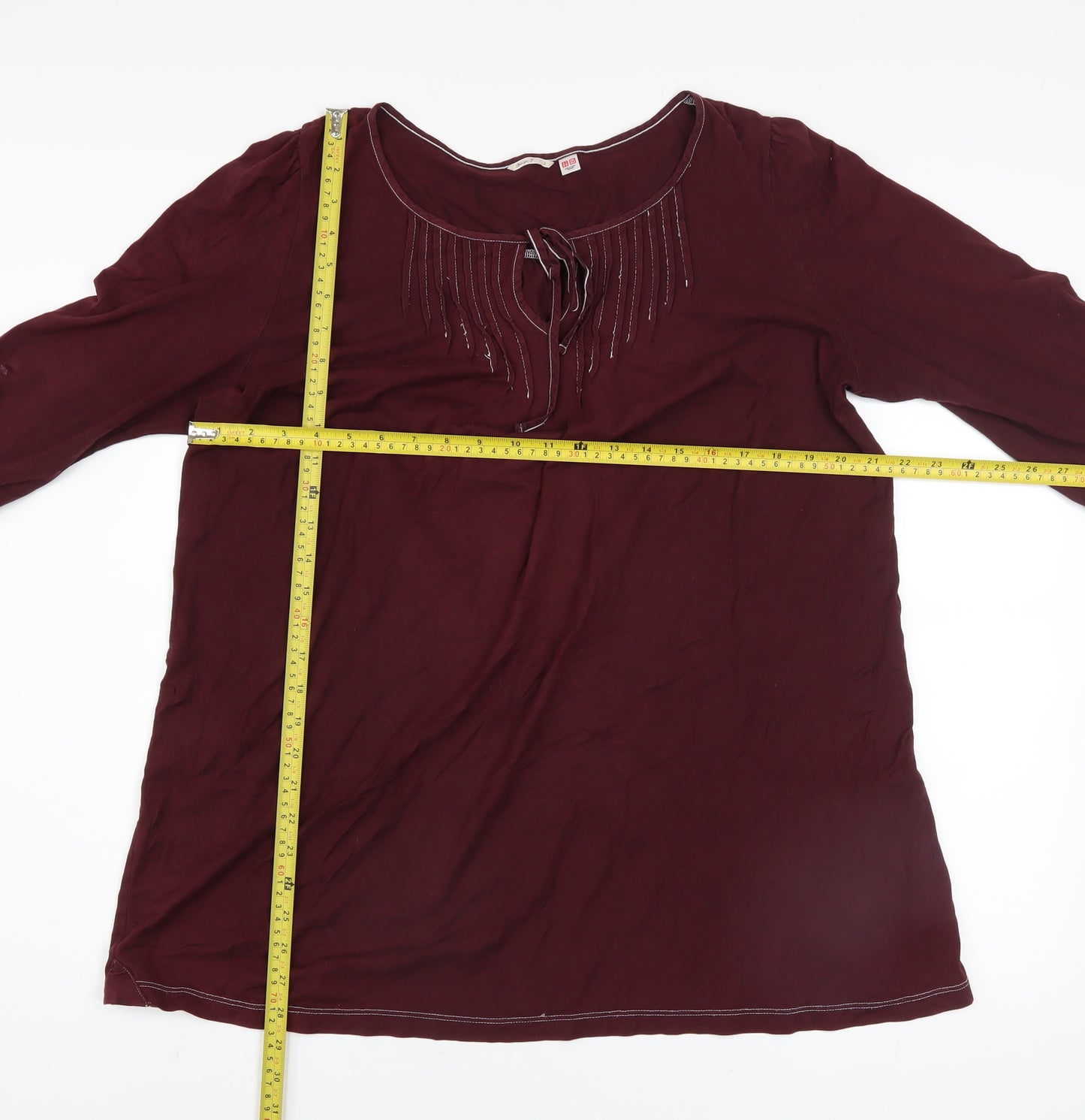 Uniqlo Women’s Brown 3/4 Sleeve Cotton Tunic Blouse L