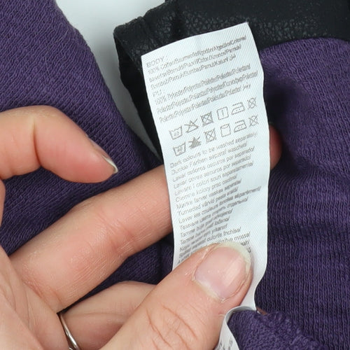 ONLY Women’s Purple Boat Neck Faux Leather Shoulder Jumper Size L