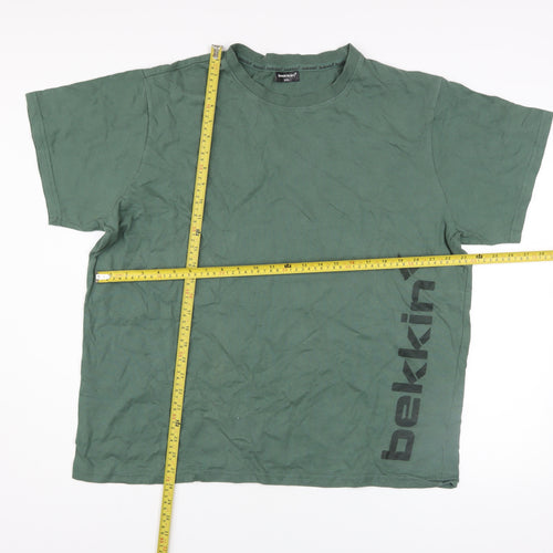 Bekkin Men Green 2XL Crew Neck Cotton T-Shirt