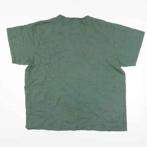 Bekkin Men Green 2XL Crew Neck Cotton T-Shirt
