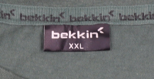 Bekkin Men Green 2XL Crew Neck Cotton T-Shirt