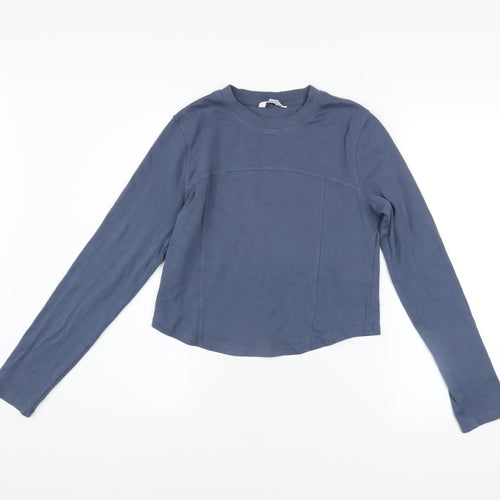 Next Women Blue Long Sleeve Cotton Blend Basic T-Shirt UK 14