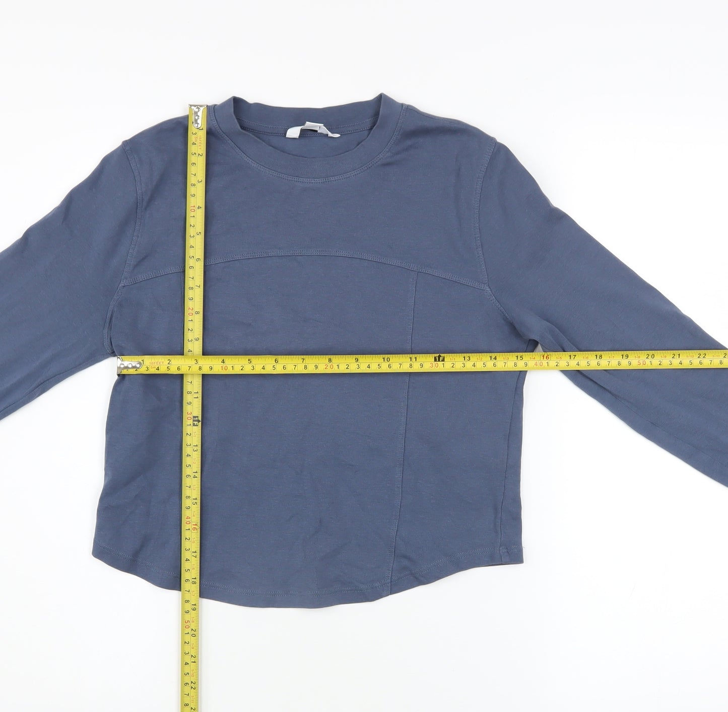 Next Women Blue Long Sleeve Cotton Blend Basic T-Shirt UK 14