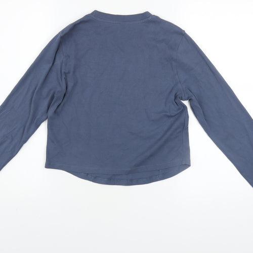 Next Women Blue Long Sleeve Cotton Blend Basic T-Shirt UK 14