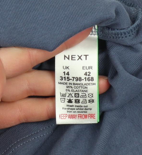 Next Women Blue Long Sleeve Cotton Blend Basic T-Shirt UK 14