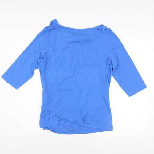 Olsen Women's Blue Cowl Neck 3/4 Sleeve Tunic Blouse Size 18