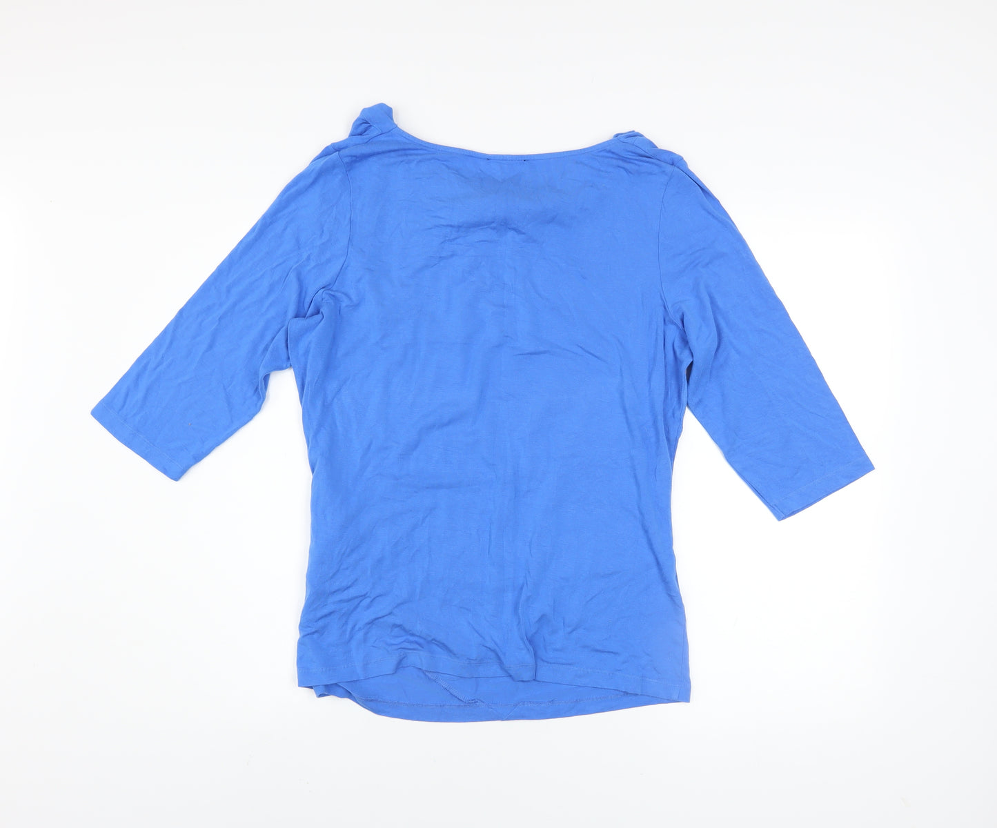 Olsen Women's Blue Cowl Neck 3/4 Sleeve Tunic Blouse Size 18