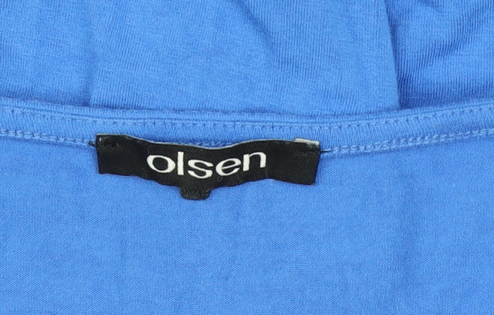 Olsen Women's Blue Cowl Neck 3/4 Sleeve Tunic Blouse Size 18