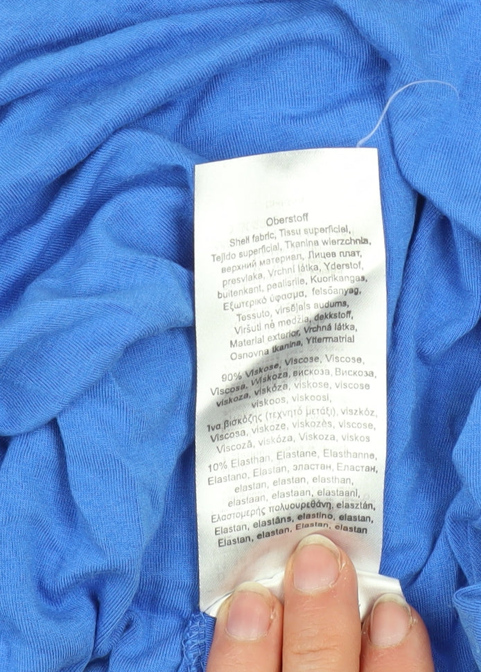 Olsen Women's Blue Cowl Neck 3/4 Sleeve Tunic Blouse Size 18